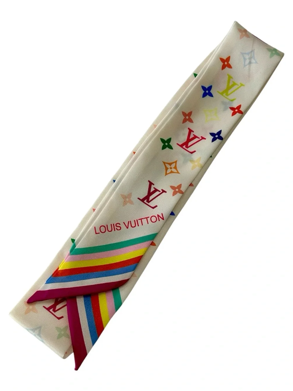 LOUIS VUITTON LV X TM Silk Monogram Multicolor BB Bandeau in White